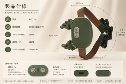 NAGOMI™ 温熱揉み ネックマッサージャー